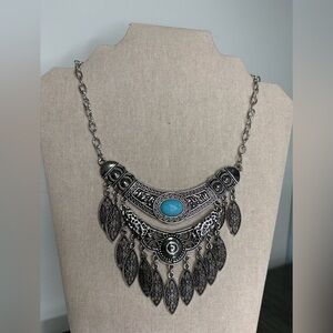 Silver and Turquoise Statement Necklace